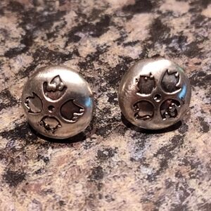 Patricia Nash Silver Classic Grape Leaf Floret Dome-Shape Earrings